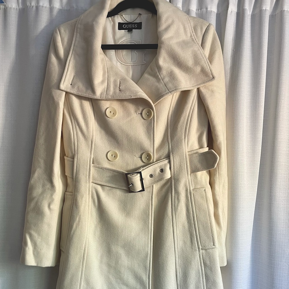 Guess Belted Wool Trench Coat